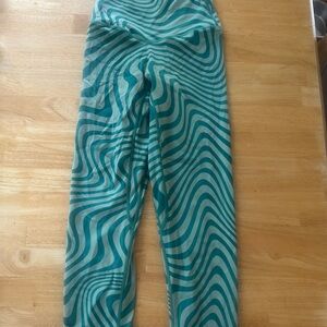 Green and Teal Swirl Pattern Leggings
